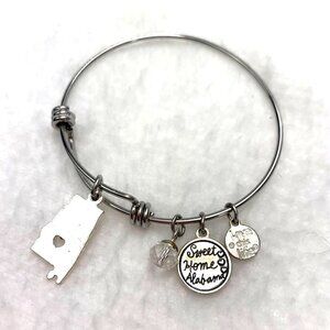 Sweet Home Alabama Charm Bracelet - Silver, Expands 2"- 3.5"